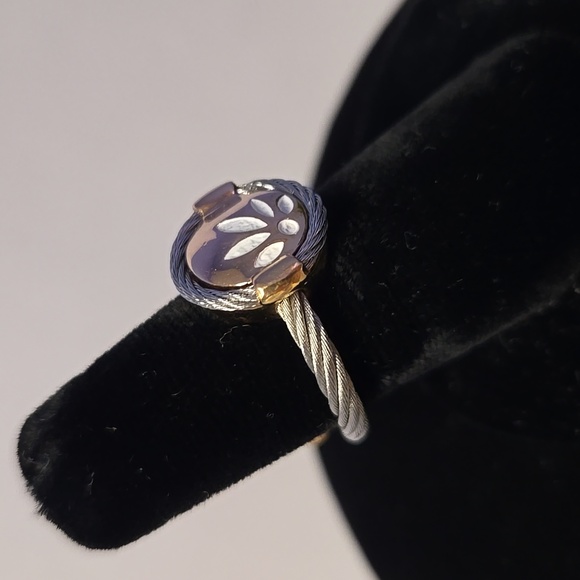 Charriol Silver Cable Ring With Gold and Enamel Flower Design - Picture 4 of 10